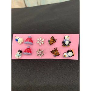 Winter Fashion Earrings 5 Pairs Pierced